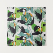 Toucan Bird: Palm Blätter Pattern Wandteppich (Vorderseite (Horizontal))