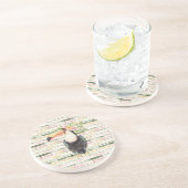 Toucan Bird Pink Green Stripes Getränkeuntersetzer (Seite)