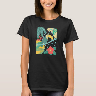 Toucan Bird Tropical Niedlich Palm Leaf Blume Beac T-Shirt