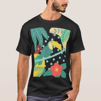 Toucan Bird Tropical Niedlich Palm Leaf Blume Natu T-Shirt