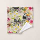 Toucan Birds, Passion Blume, Plumeria Tropical Badhandtuch Set (Waschlappen)