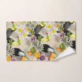 Toucan Birds, Passion Blume, Plumeria Tropical Badhandtuch Set (Handtuch)
