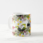 Toucan Birds, Passion Blume, Plumeria Tropical C Kaffeetasse (Vorderseite Links)