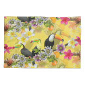 Toucan Birds, Passion Blume, Plumeria Tropical Kissenbezug (Rückseite)