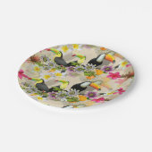 Toucan Birds, Passion Blume, Plumeria Tropical P Pappteller (Schrägansicht)