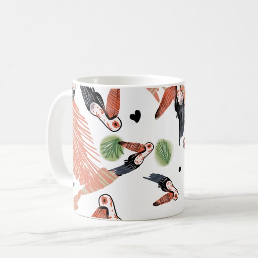 Toucan Birds Summer Tropical Greenerity Art Kaffeetasse (Vorderseite Links)
