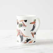 Toucan Birds Summer Tropical Greenerity Art Porzellantasse (Vorderseite Rechts)