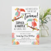 Toucan Birthday Einladung Schwestern Girl (Stehend Vorderseite)