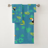 Toucan Blue und Green Tropenwald Badhandtuch Set (Insitu)