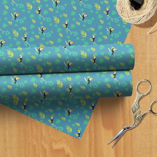 Toucan Blue und Green Tropenwald Geschenkpapier