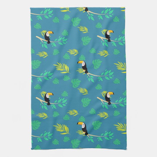 Toucan Blue und Green Tropenwald Geschirrtuch (Vertikal)