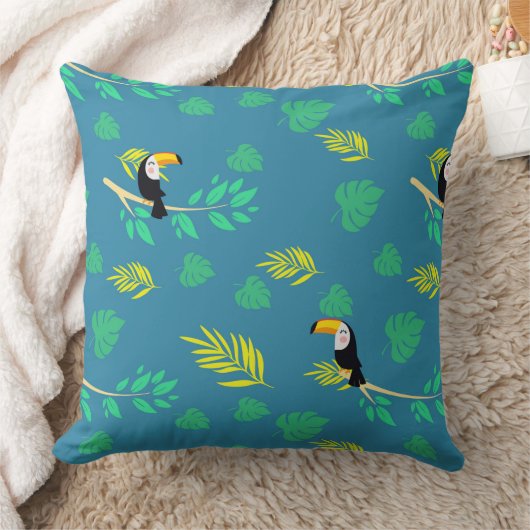 Toucan Blue und Green Tropenwald Kissen (Decke)