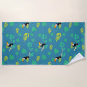 Toucan Blue und Green Tropenwald Strandtuch (Vorderseite)