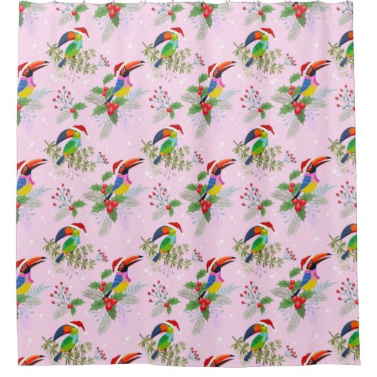 Toucan Christmas Pattern Duschvorhang (Vorderseite)