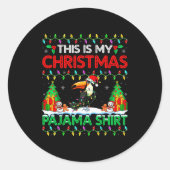Toucan Christmas Santa Hat Pajama Shirt - Toucan L Runder Aufkleber (Vorderseite)