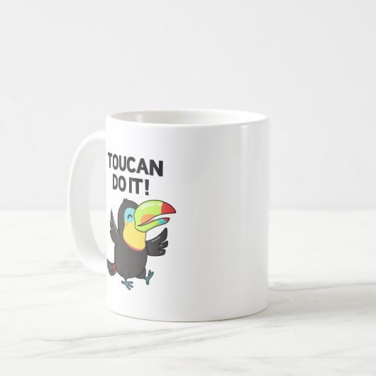 Toucan Do it Funny Positive Bird Pun Kaffeetasse (Vorderseite Links)