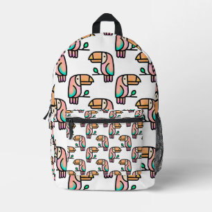 Toucan-Dschungelpastellmuster aus Regenbogen-Carto Bedruckter Rucksack