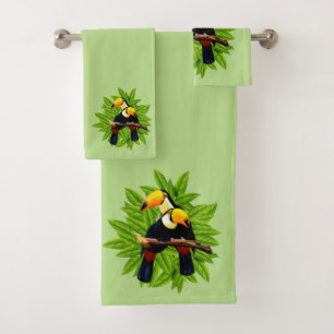 Toucan Duo Green Badhandtuch Set