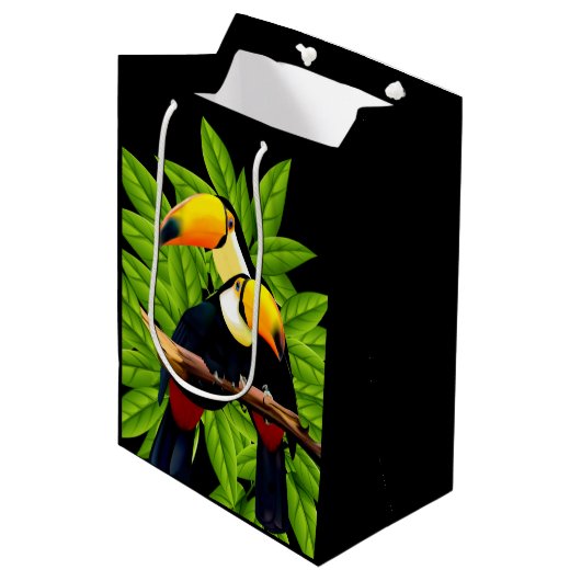 Toucan Duo Mittlere Geschenktüte (Vorderseite Schrägansicht)