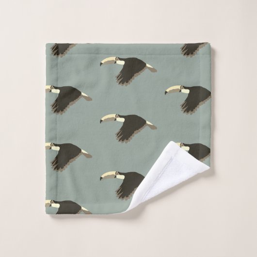 Toucan Exotic Animal Muster Sage Green Badhandtuch Set (Waschlappen)