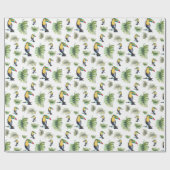 Toucan Exotic Monstera Aquarellbilder Geschenkpapier (Flach)