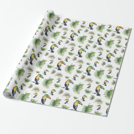 Toucan Exotic Monstera Aquarellbilder Geschenkpapier