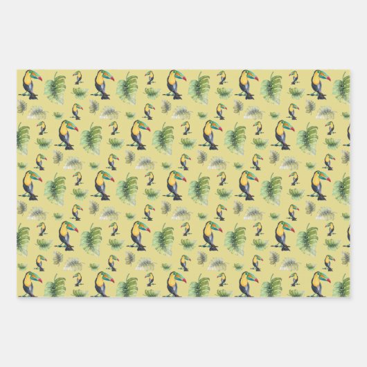 Toucan Exotic Monstera Aquarellbilder Geschenkpapier Set (Vorderseite 3)
