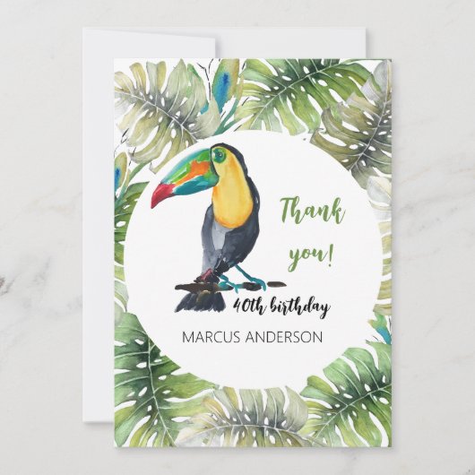 Toucan Exotic Watercolor Illustration Dankeskarte (Vorderseite)