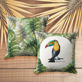 Toucan Exotic Watercolor Illustration Kissen