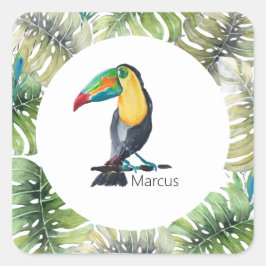 Toucan Exotic Watercolor Illustration Quadratischer Aufkleber