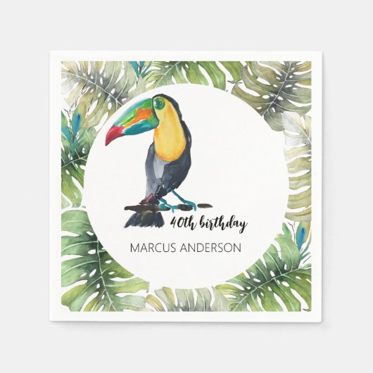 Toucan Exotic Watercolor Illustration Serviette (Vorderseite)