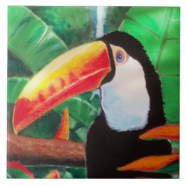 Toucan exotische Tier-Vogel-Porträt-Fliesen-Grafik Fliese