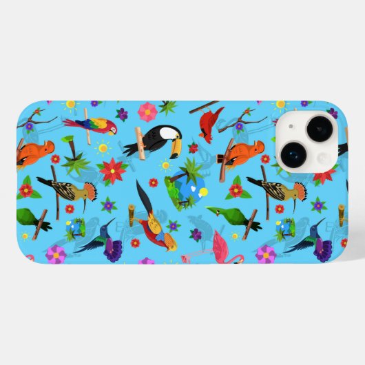 Toucan Flamingo und Arara nahtlose Vogelmuster Case-Mate iPhone Hülle (Rückseite (Horizontal))