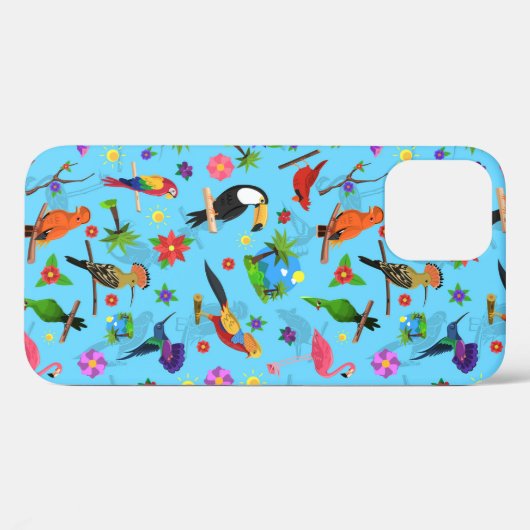 Toucan Flamingo und Arara nahtlose Vogelmuster Case-Mate iPhone Hülle (Rückseite (Horizontal))