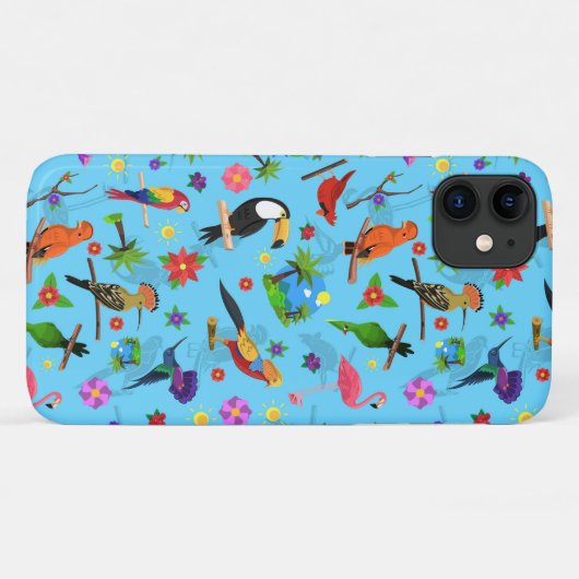 Toucan Flamingo und Arara nahtlose Vogelmuster Case-Mate iPhone Hülle (Rückseite (Horizontal))