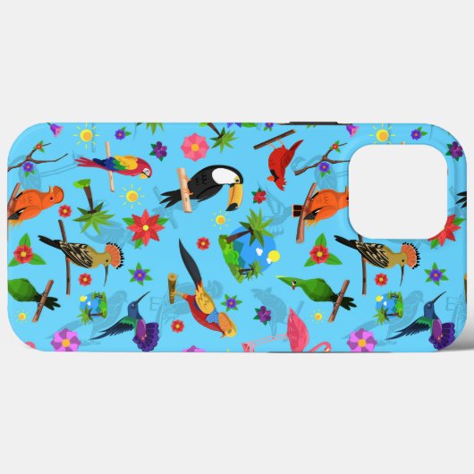 Toucan Flamingo und Arara nahtlose Vogelmuster Case-Mate iPhone Hülle (Rückseite (Horizontal))