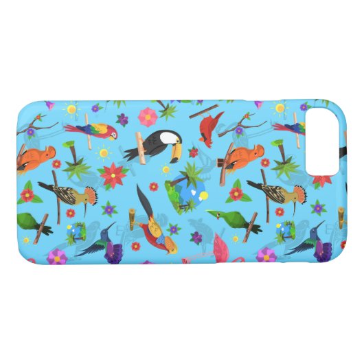 Toucan Flamingo und Arara nahtlose Vogelmuster Case-Mate iPhone Hülle (Rückseite (Horizontal))