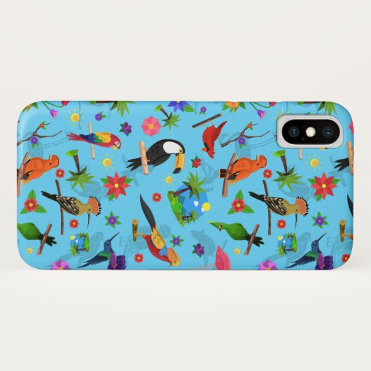 Toucan Flamingo und Arara nahtlose Vogelmuster Case-Mate iPhone Hülle (Rückseite (Horizontal))