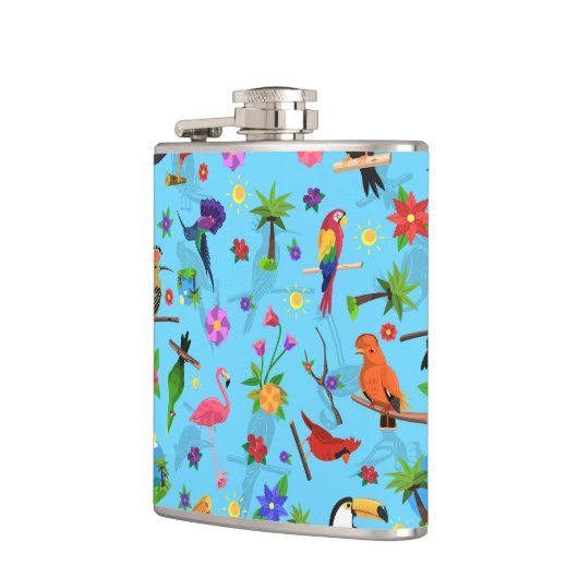 Toucan Flamingo und Arara nahtlose Vogelmuster Flachmann (Links)