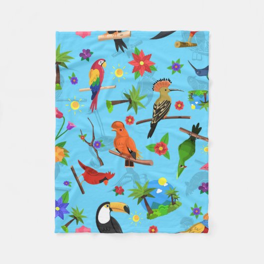 Toucan Flamingo und Arara nahtlose Vogelmuster Fleecedecke (Vorderseite)
