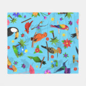 Toucan Flamingo und Arara nahtlose Vogelmuster Fleecedecke (Vorderseite (Horizontal))