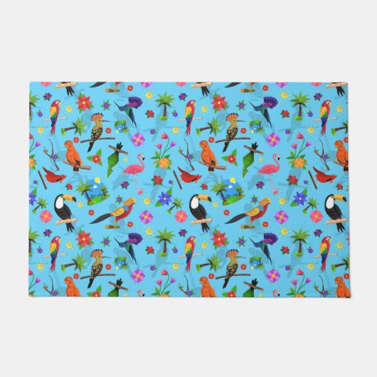 Toucan Flamingo und Arara nahtlose Vogelmuster Fußmatte (Vorderseite)