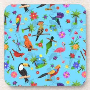 Toucan Flamingo und Arara nahtlose Vogelmuster Getränkeuntersetzer