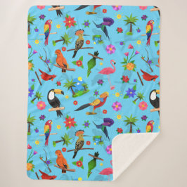 Toucan Flamingo und Arara nahtlose Vogelmuster Sherpadecke