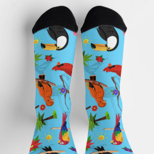 Toucan Flamingo und Arara nahtlose Vogelmuster Socken