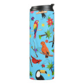 Toucan Flamingo und Arara nahtlose Vogelmuster Thermosbecher (Nach links gedreht)