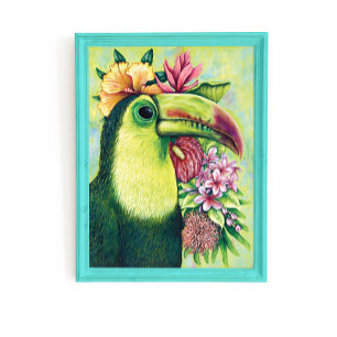 Toucan Funny Floral Hawaiian Bird Art Poster