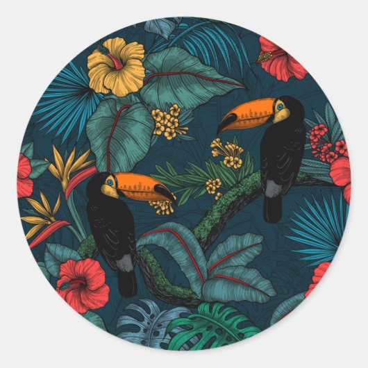Toucan garden 2 runder aufkleber (Vorderseite)