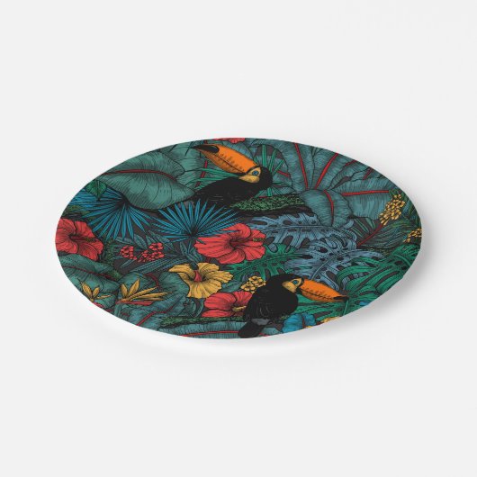 Toucan Garden Pappteller (Schrägansicht)