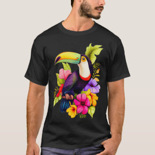 Toucan Hibiskus Blume Herren Frauen Kinder Sommer T-Shirt